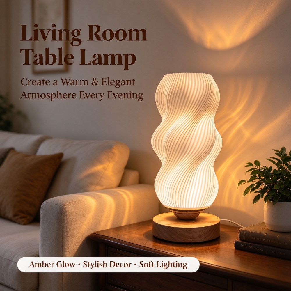 Decor Lighting Lamps - 3D-geprinte nachtlamp met golvende textuur, zachte,