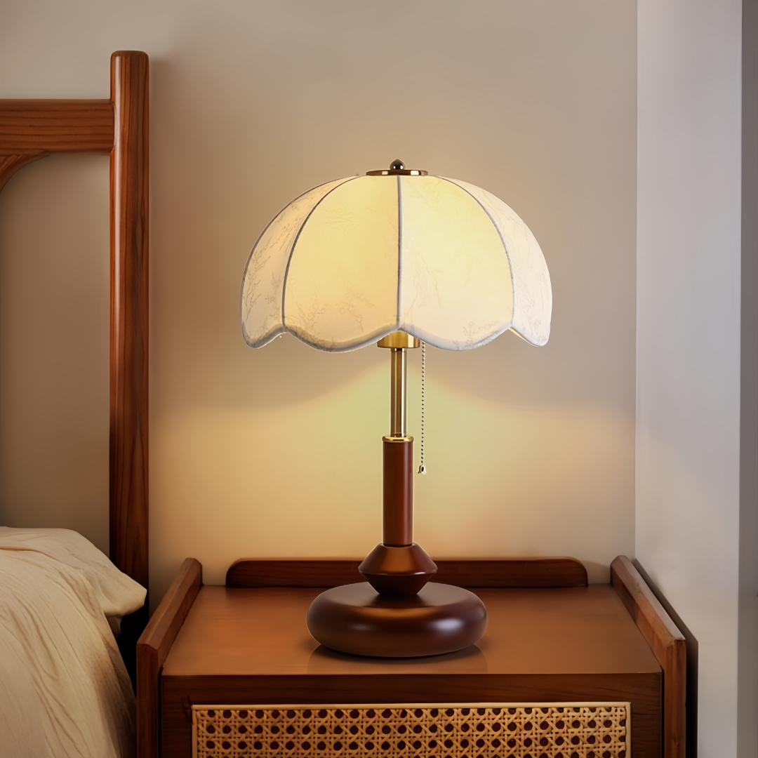 Up Lighting Decor - Vintage geschulpte koepeltafellamp voor slaapkamer, nachtkastje,