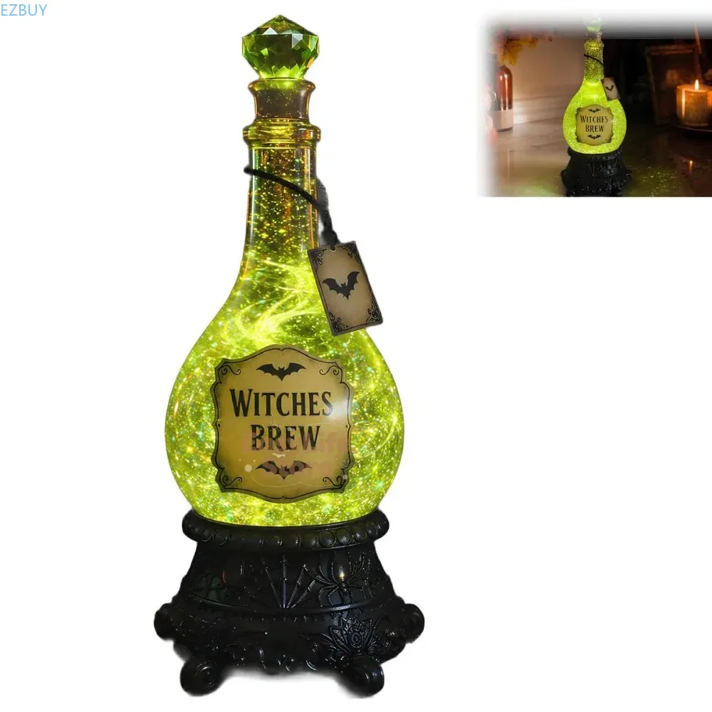 Up Lighting Decor - Verlichte fles met heksenbrouwsel, glitterbol, groene