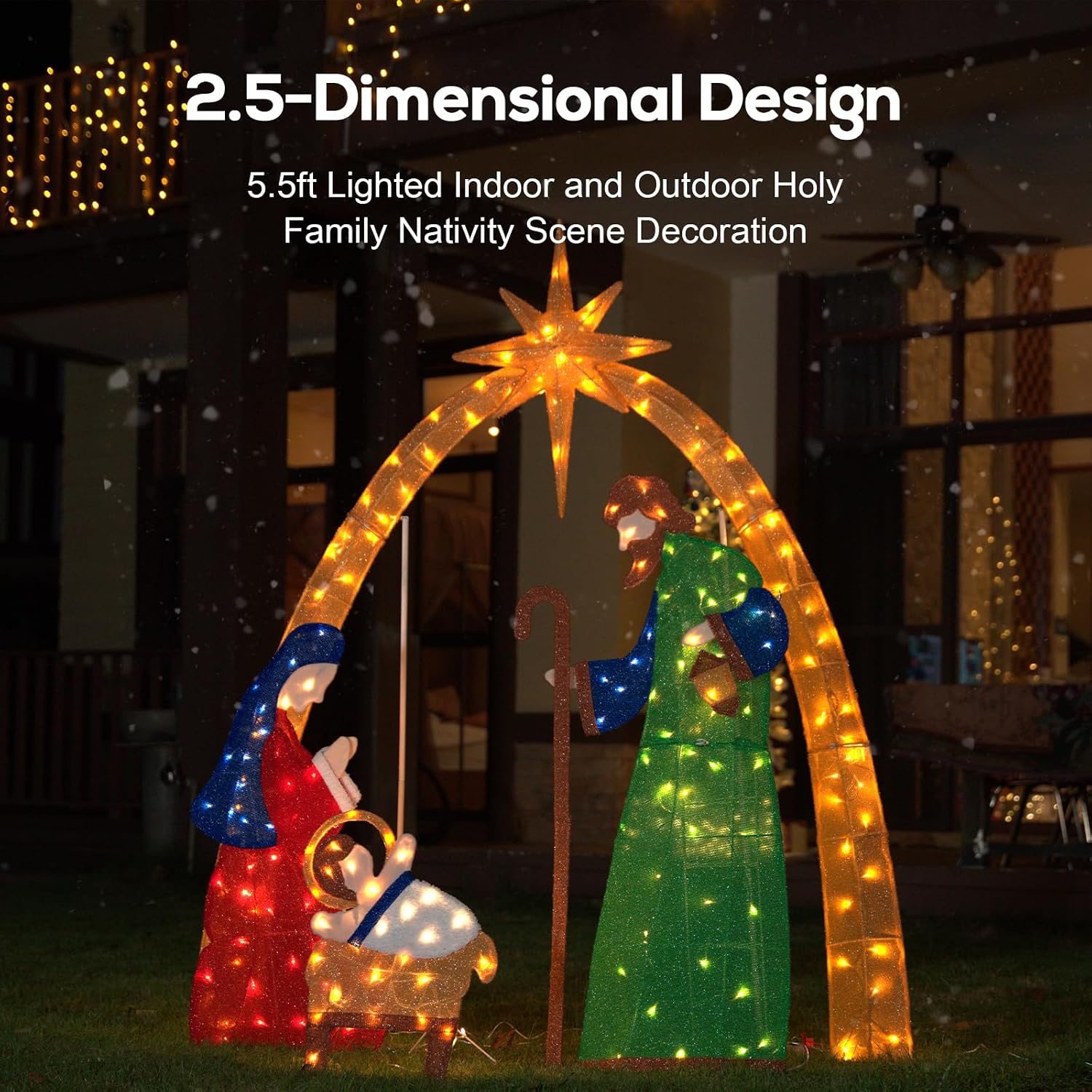 5,5 FT 2,5D verlichte kerststa - Lighting Christmas Decor recensie en prijs