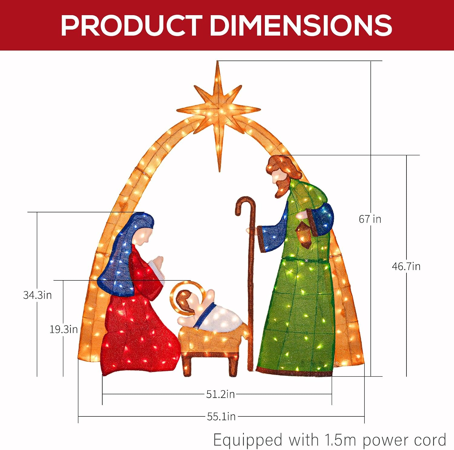 5,5 FT 2,5D verlichte kerststa - Lighting Christmas Decor recensie en prijs