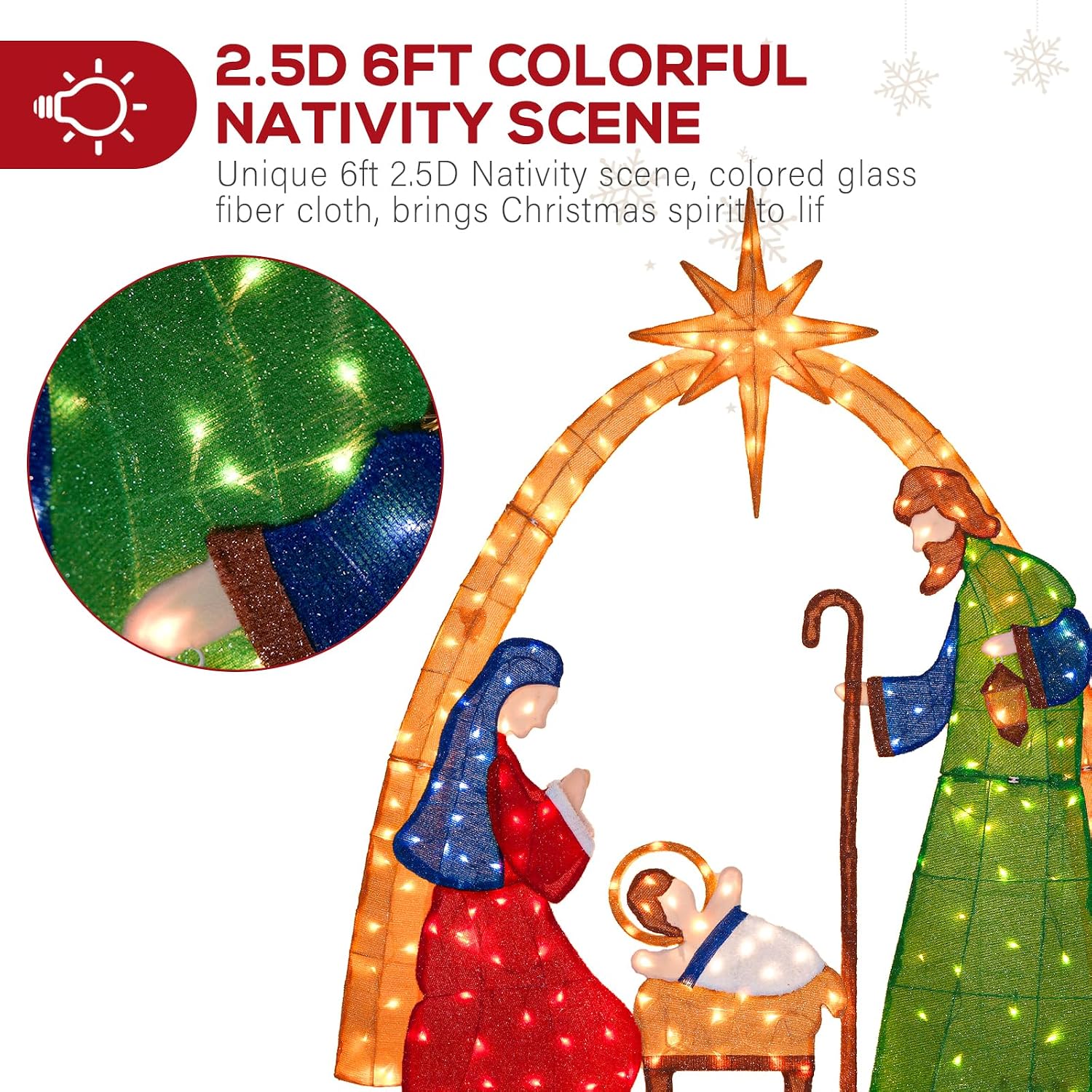 5,5 FT 2,5D verlichte kerststa - Lighting Christmas Decor recensie en prijs
