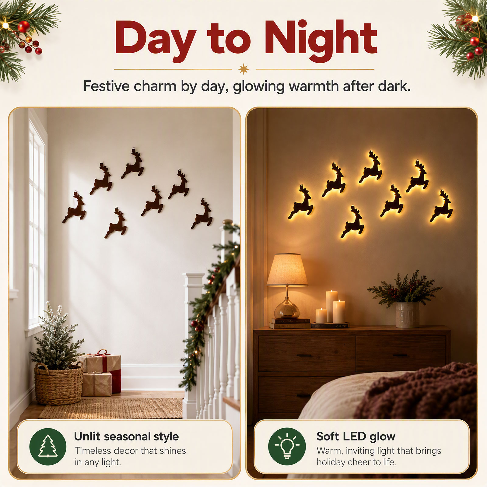 7 stuks LED houten rendier wan - Lighting Christmas Decor recensie en prijs
